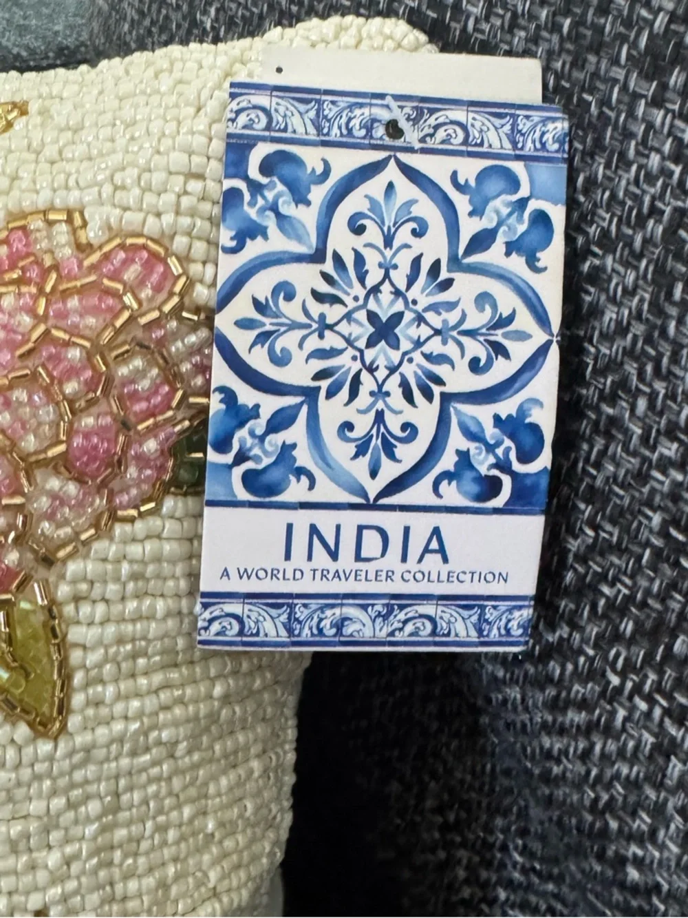 NWT India World Traveler‎ Collection Beaded Monkey Pillow Viral Decor
